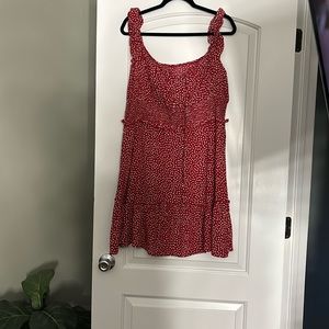 Red and white short dress off the shoulder little bow on front